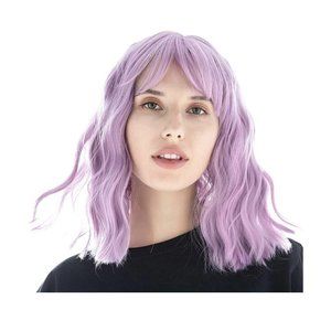 Pelosofia Short Natural Wavy Synthetic Wig Orchid Purple Shoulder Length with Ba
